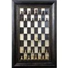 Straight Up Chess Board - Black Maple Board with the 4 1/4" Wide Antique Bronze Frame 