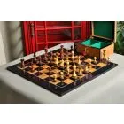 The Burnt Golden Rosewood Grandmaster Series Chess Set, Box, & Gloss Board Combination