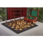 The Burnt Golden Rosewood Grandmaster Series Chess Set, Box, & Satin Board Combination