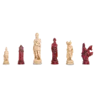 Roman Themed Chess Pieces - 4.25" King - Red & Natural