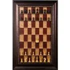 Straight Up Chess Board - Red Cherry Series with Checkered Bronze Frame 