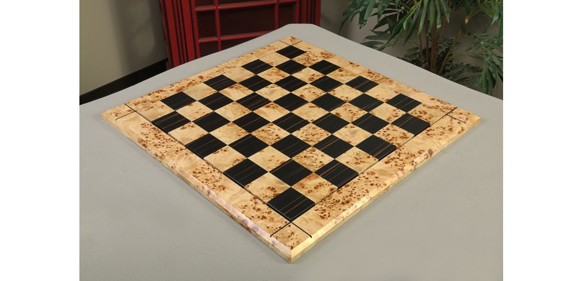 MAPLE BURL & Ebony Reproduction of the Drueke Chess Board - 2.5" SQUARES