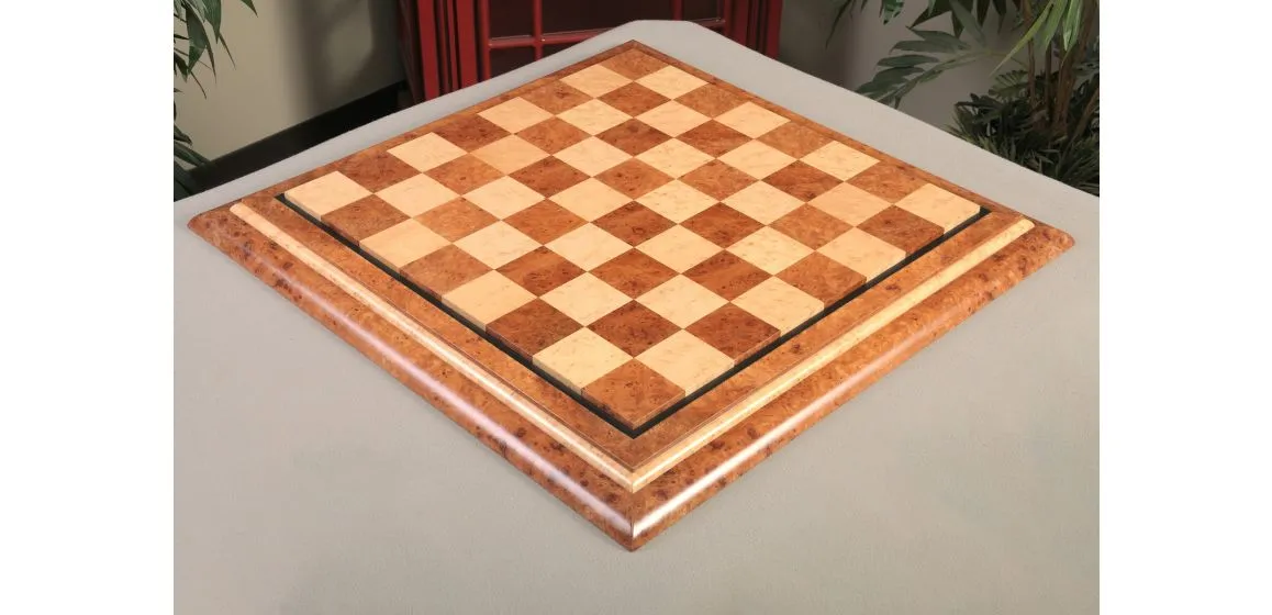 Signature Contemporary V Luxury Chess board - OLMO BURL / BIRD'S EYE MAPLE - 2.5" Squares