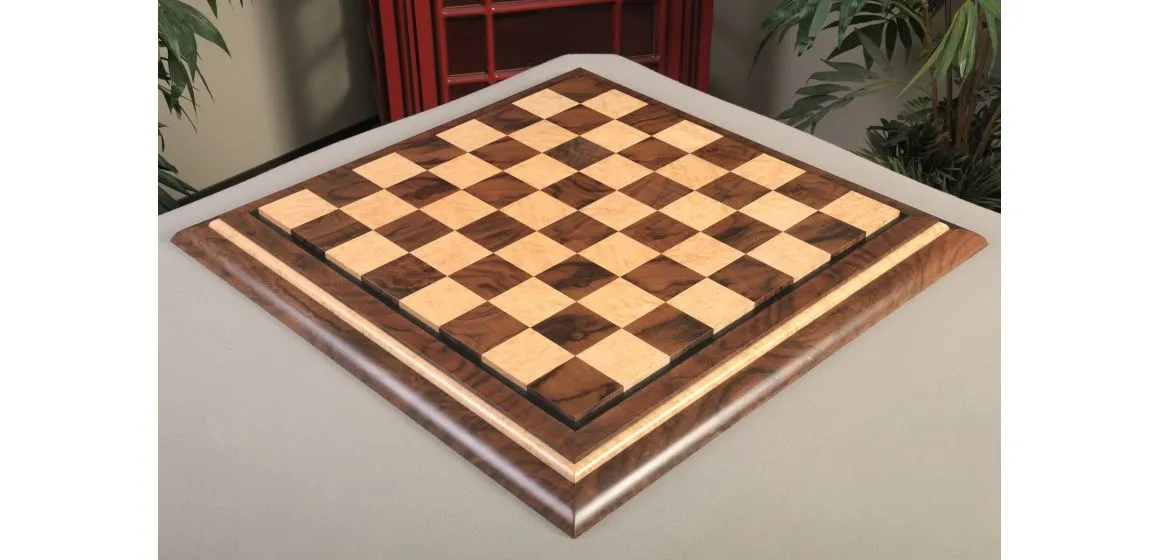 Signature Contemporary V Luxury Chess board - WALNUT BURL / BIRD'S EYE MAPLE - 2.5" Squares
