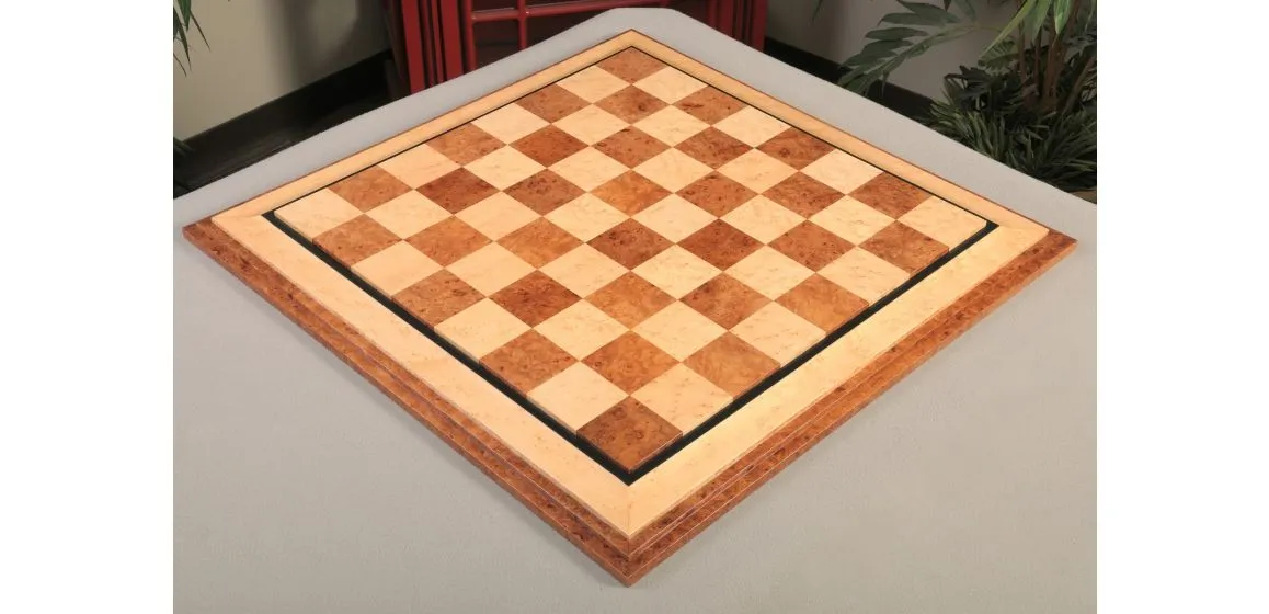 Signature Contemporary VI Luxury Chess board - OLMO BURL / BIRD'S EYE MAPLE - 2.5" Squares