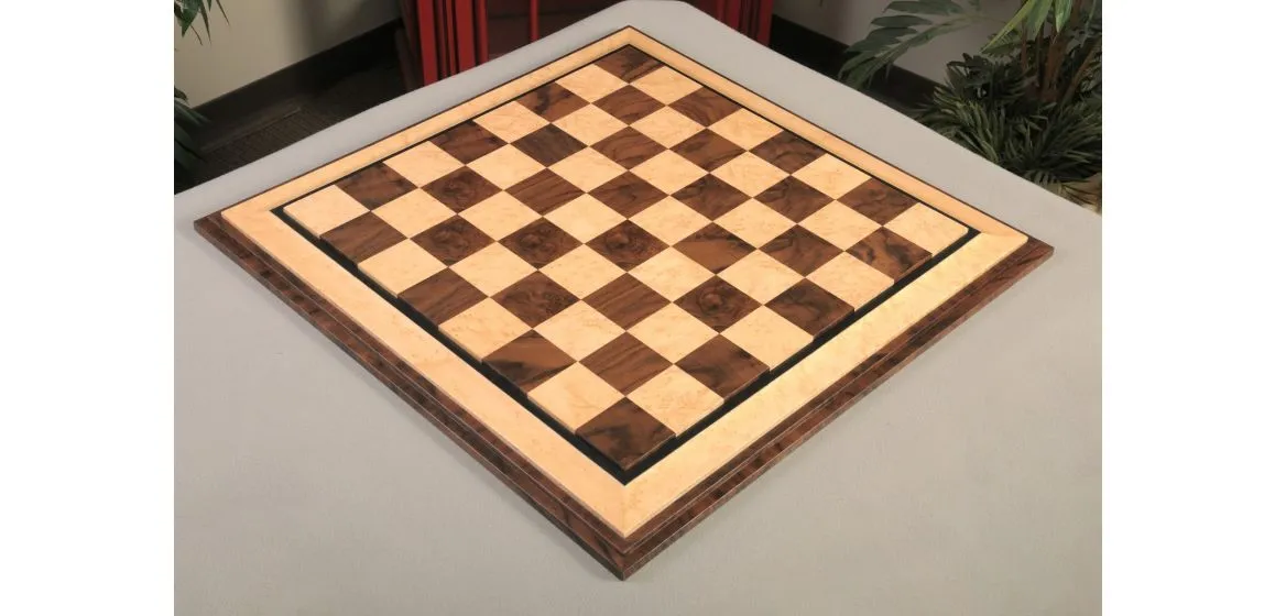 Signature Contemporary VI Luxury Chess board - WALNUT BURL / BIRD'S EYE MAPLE - 2.5" Squares