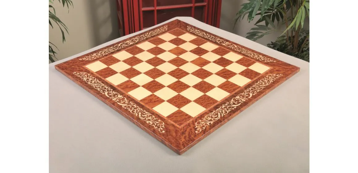 INLAID - Vavona Burl & Maple Superior Traditional Chess Board - Gloss Finish