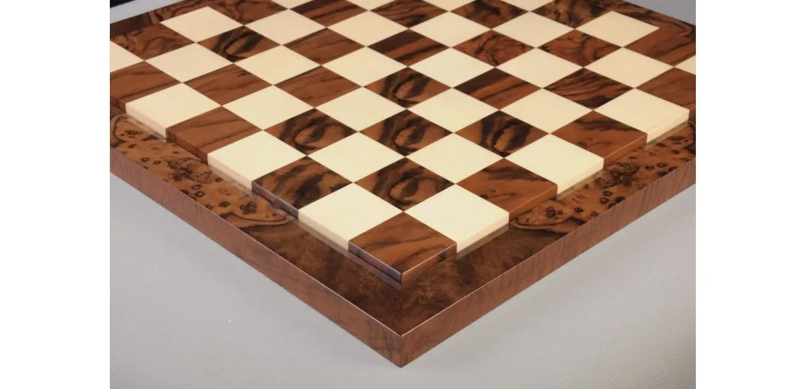 Walnut Burl & Maple Superior Contemporary Chess Board - Gloss Finish
