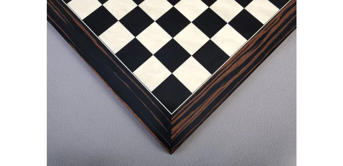 Black Anegre, Bird's Eye Maple & Macassar Ebony Standard Traditional Chess Board - Satin Finish