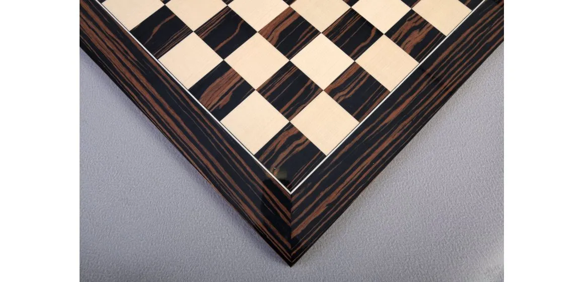 Macassar Ebony & Maple Standard Traditional Chess Board - Gloss Finish