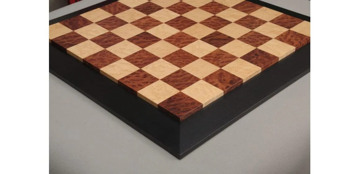 Vavona Burl, Genuine Ebony & Bird's Eye Maple Custom Contemporary II Chess Board