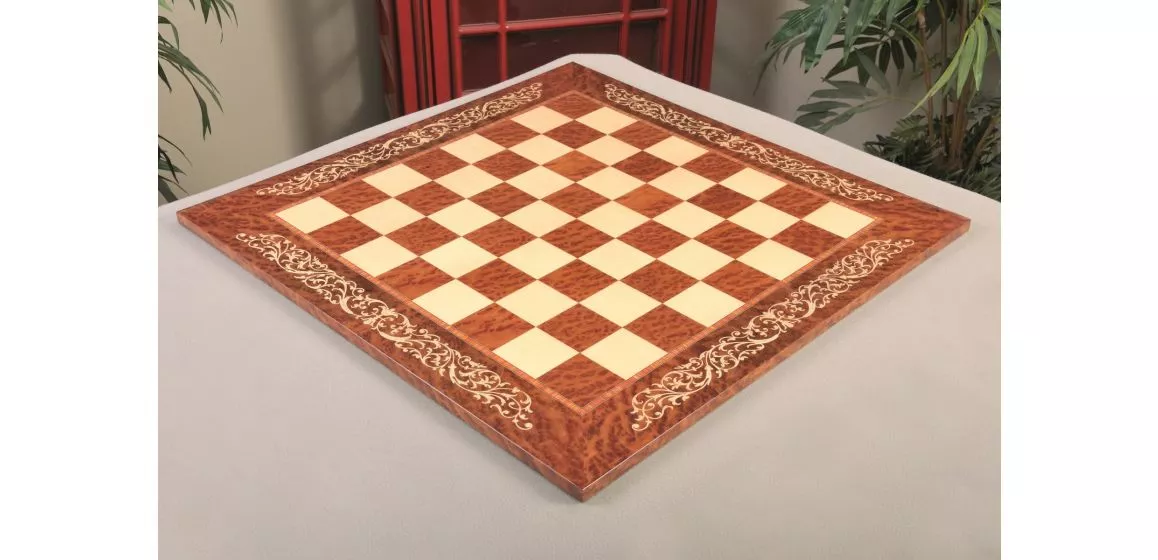 INLAID - Vavona Burl & Maple Superior Traditional Chess Board - Gloss Finish