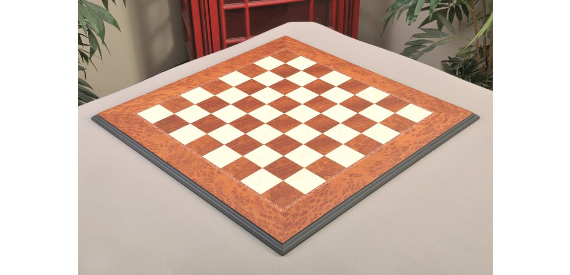 Elm Burl and Bird's Eye Maple Superior Traditional Chess Board