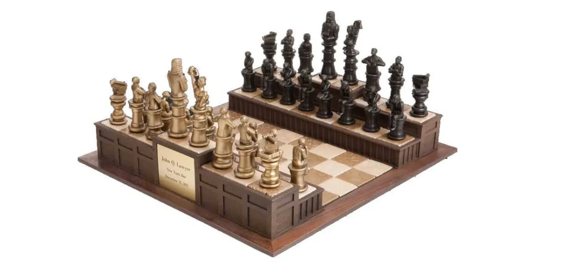 "Approach the Bench" Legal Chess Set