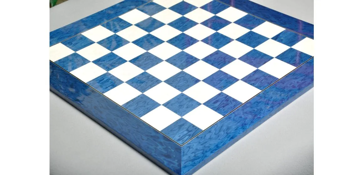 Blue Erable and Bird's Eye Maple Standard Traditional Chess Board - Gloss Finish