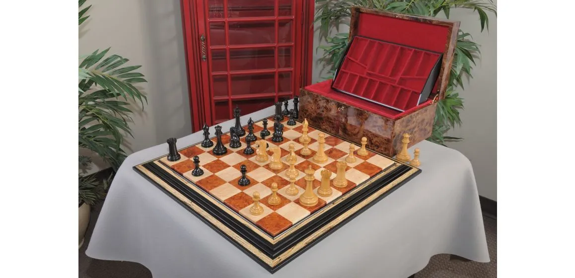 The Golden Collector Series Luxury Wood Chess Set, Box, & Board Combination