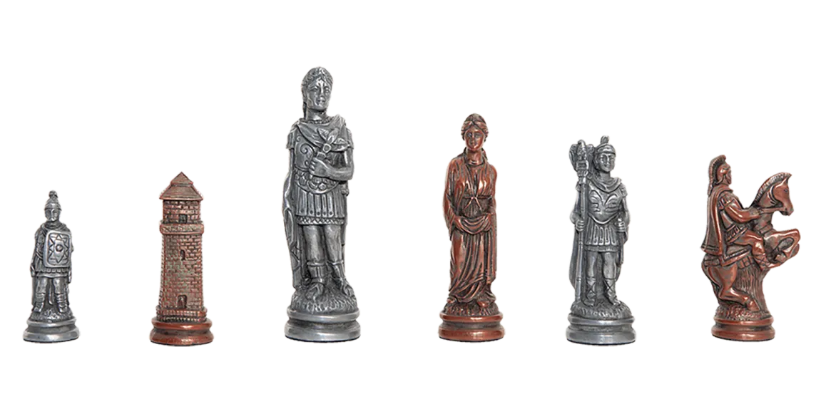 Roman Themed Chess Pieces - 4.25" King - Metallic