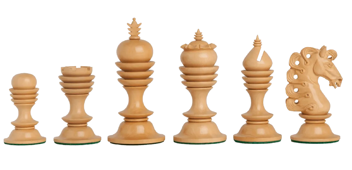 The Brescia Series Luxury Chess Pieces - 4.4" King - Tasmanian Blackwood and Natural Boxwood