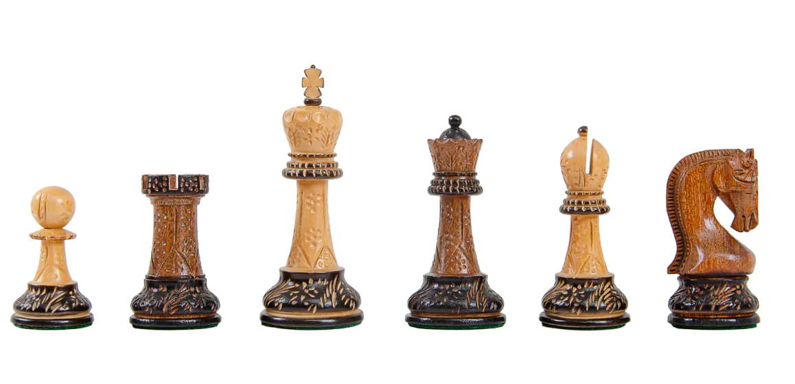 The Burnt Golden Rosewood Leningrad Series Chess Pieces - 4.0" King 