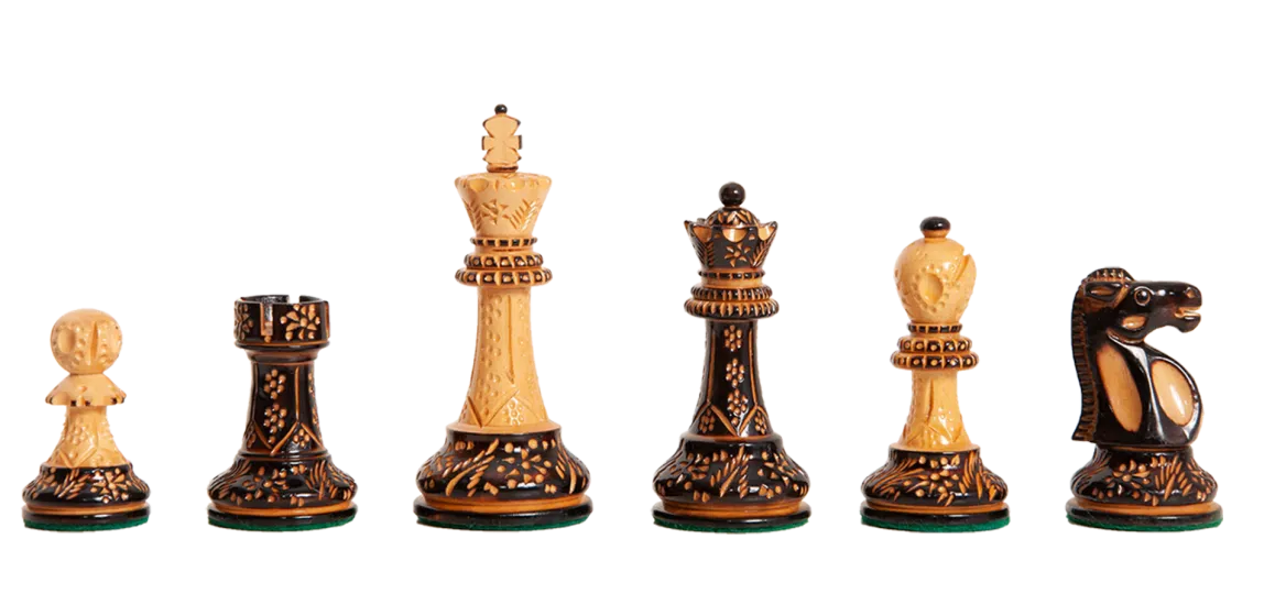 The Burnt Reykjavik II Series Chess Pieces - 3.75" King