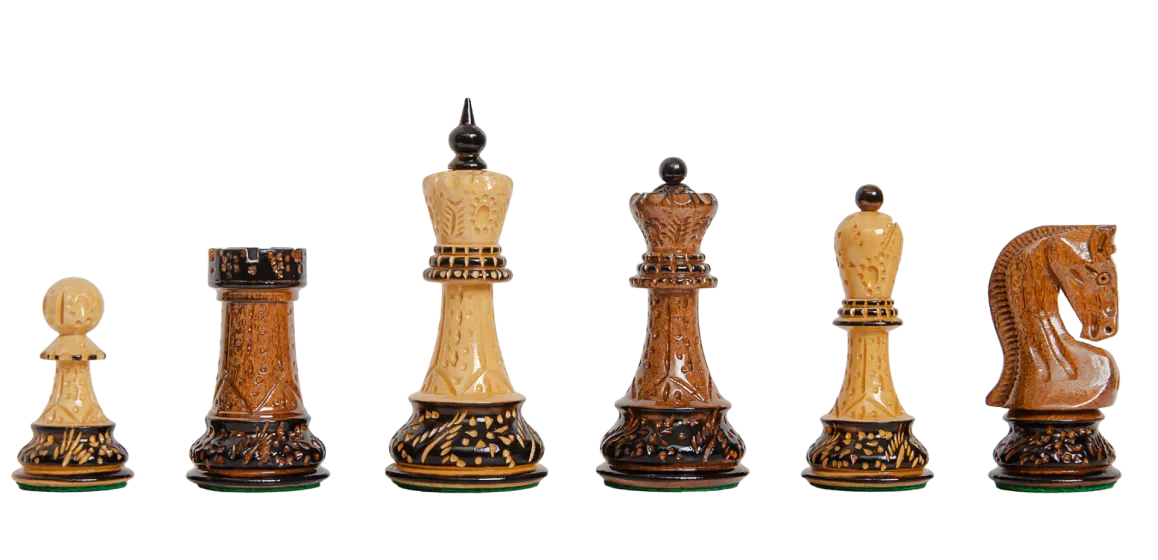 The Burnt Golden Rosewood Zagreb '59 Series Chess Pieces - 3.875" King