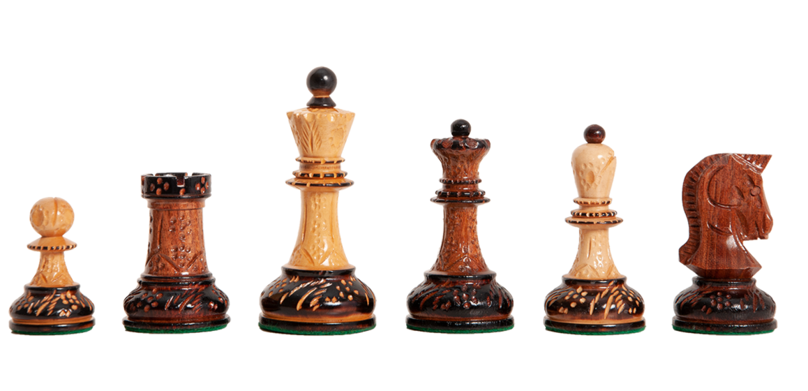 The Burnt Golden Rosewood Dubrovnik Chess Pieces - 3.75" King