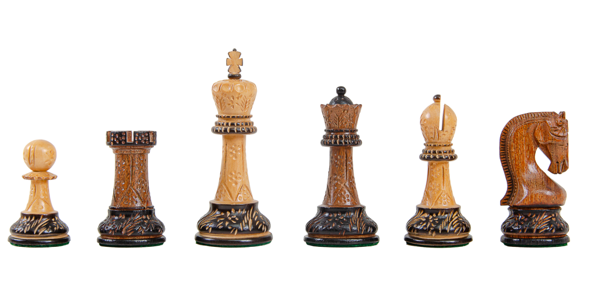 The Burnt Golden Rosewood Leningrad Series Chess Pieces - 4.0" King 
