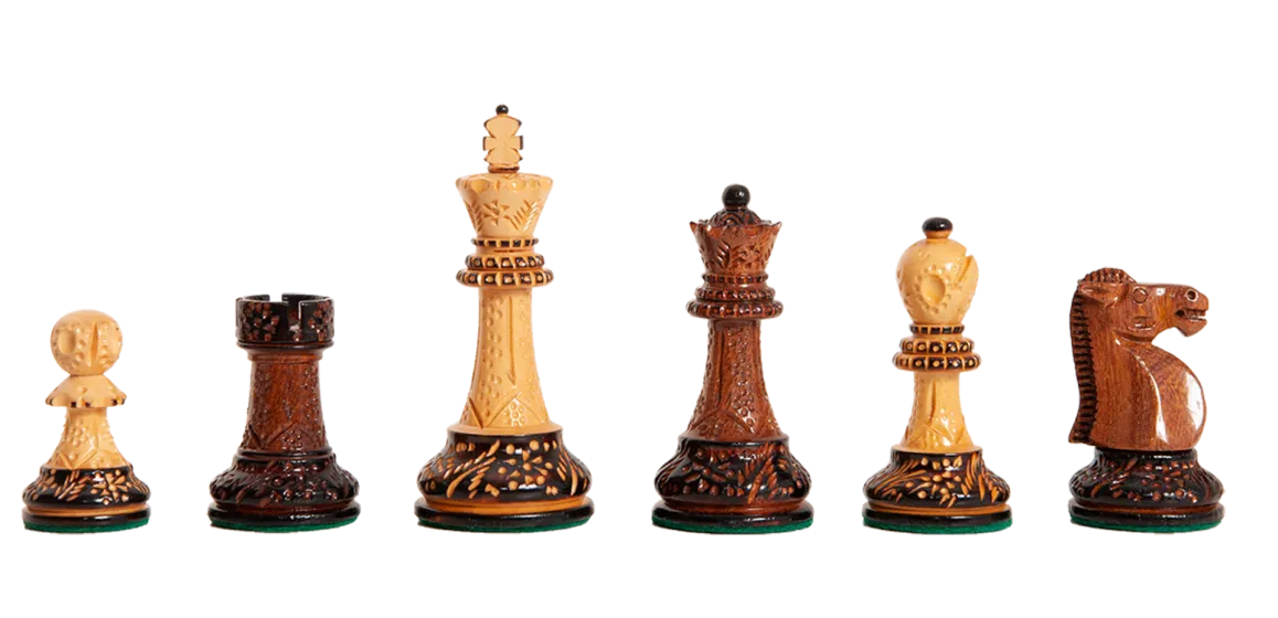 The Burnt Golden Rosewood Reykjavik II Series Chess Pieces - 3.75" King