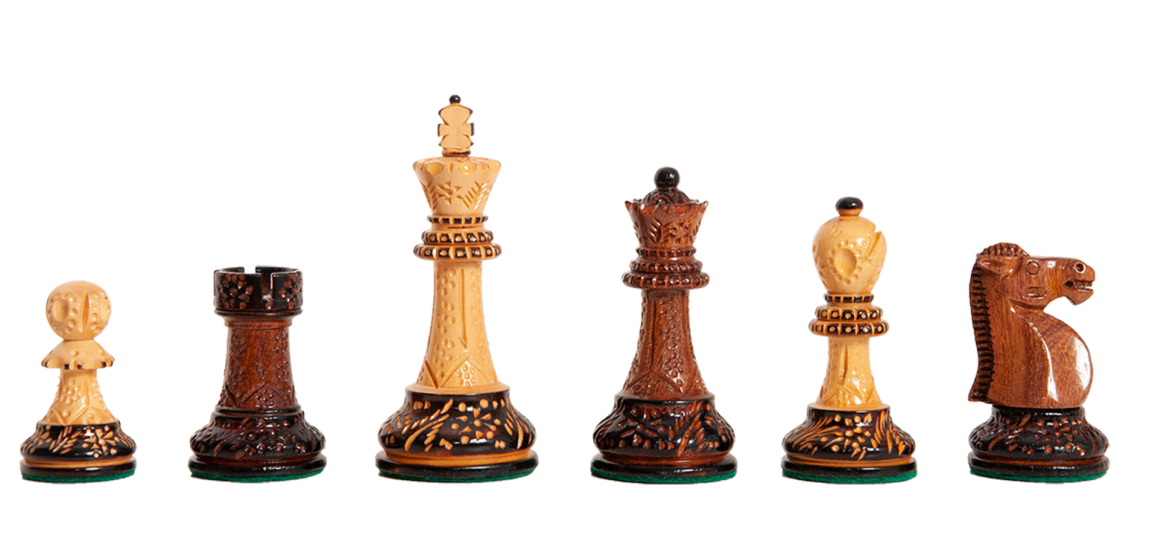 The Burnt Golden Rosewood Reykjavik II Series Chess Pieces - 3.75" King