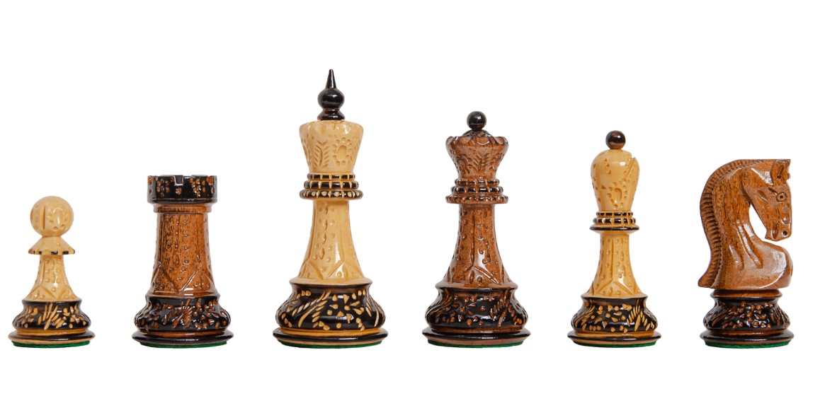 The Burnt Golden Rosewood Zagreb '59 Series Chess Pieces - 3.875" King