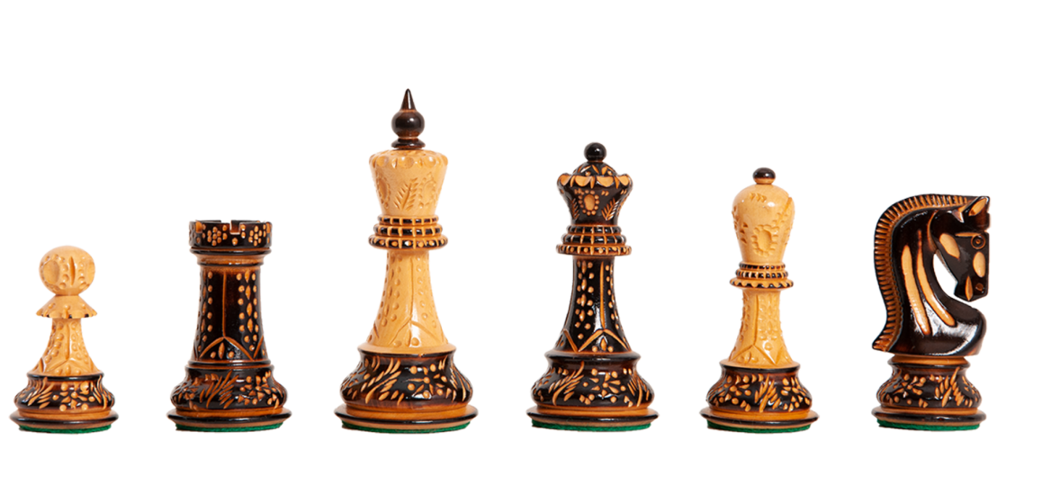 The Burnt Zagreb '59 Series Chess Pieces - 3.875" King