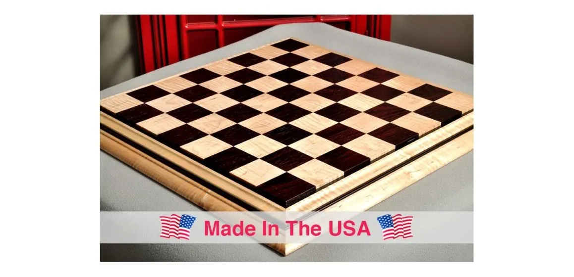 Signature Contemporary II Chess Board - Curly Maple / African Palisander - 2.5" Squares