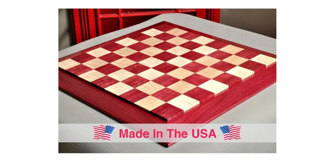 Custom Contemporary Chess Board - African Palisander / Maple Burl - 2.5  Squares