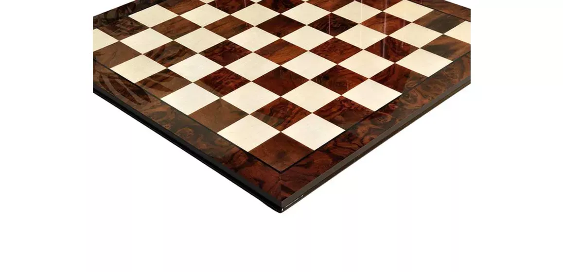 Walnut Burl & Maple Superior Traditional Chess Board - 2.5"