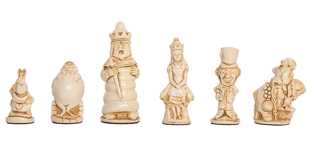 Alice in Wonderland Chess Pieces - 3.5 King - Red & Natural