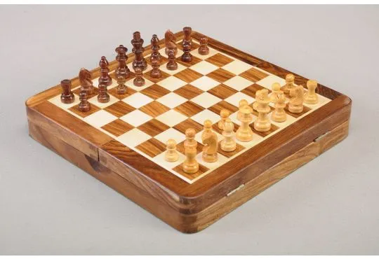 IMPERFECT - WOODEN MAGNETIC Top-Up Travel Chess Set - 10" Square