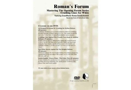 ROMAN'S LAB - VOLUME 33 - Mastering The Opening Forum Series - Crushing Lines for White