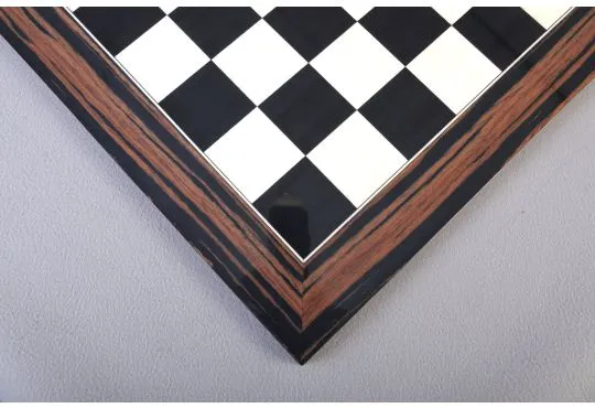 Black Anegre, Bird's Eye Maple & Macassar Ebony Standard Traditional Chess Board - Gloss Finish