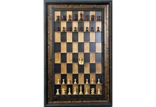 Straight Up Chess Board - Black Cherry Series with Black Gold Frame 