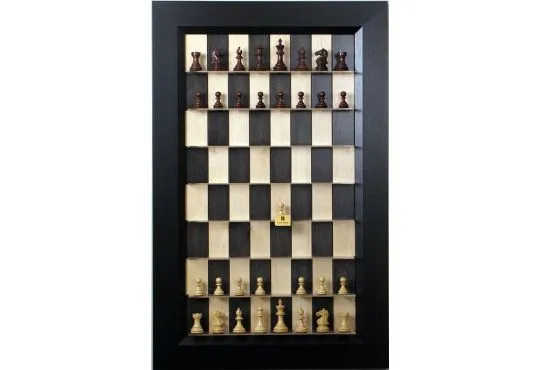 Straight Up Chess Board - Black Maple Board with the Flat Black Frame 