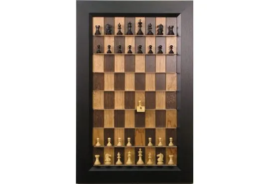 Straight Up Chess Board - Cherry Bean Board with 3" Flat Black Frame 