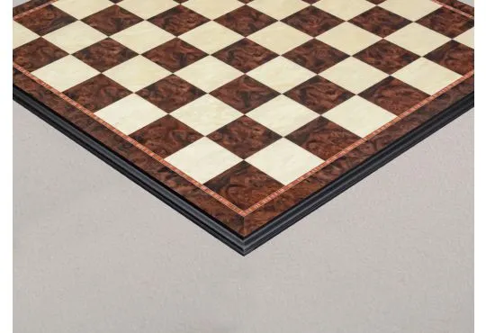Walnut Burl & Maple Superior Traditional Chess Board - 2.5" Squares - Satin Finish
