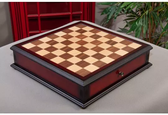 The Victoria Series Luxury Chess Table & Master Series Chess Pieces ,  American Maple & Golden Grain Rosewood , 2.5 Square