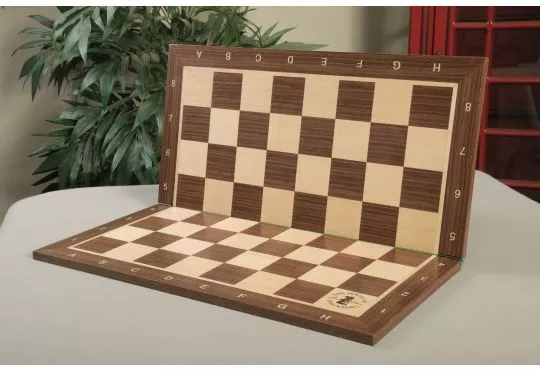 Folding Striped Ebony and Maple Wooden Tournament Chess Board