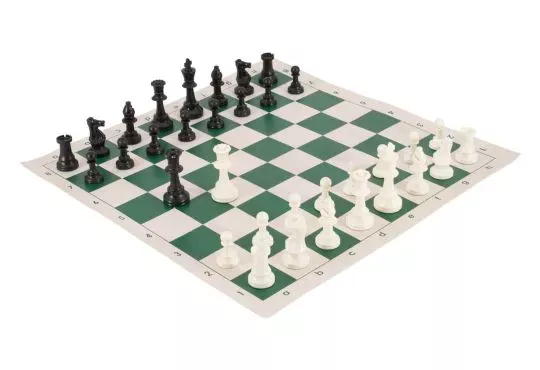 Regulation Tournament Chess Pieces and Chess Board Combo - SINGLE WEIGHTED
