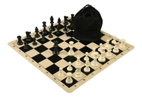 Drawstring Chess Set Combination with Silicone Chess Board and Single Weighed Pieces