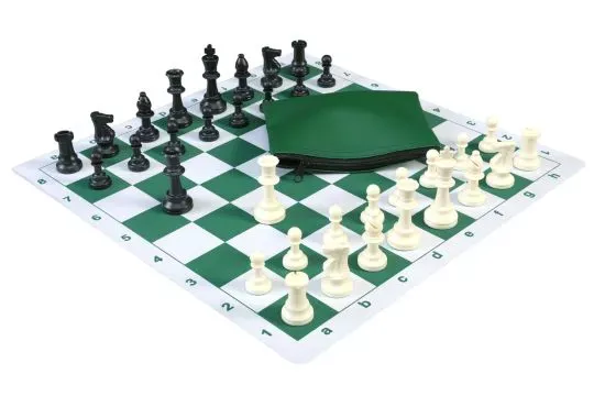 Basic Chess Set Combination with Mousepad Board and Single Weighted Regulation Plastic Chess Pieces
