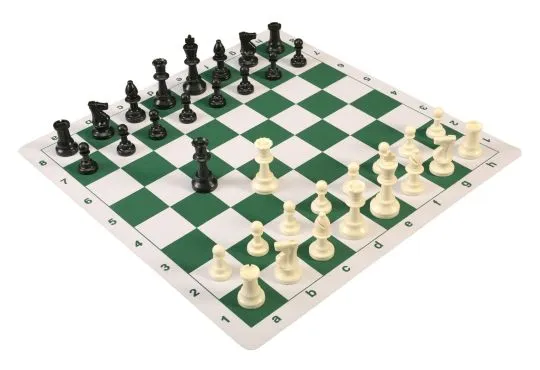 Regulation Tournament Chess Pieces and Mousepad Board Combo - Single Weighted