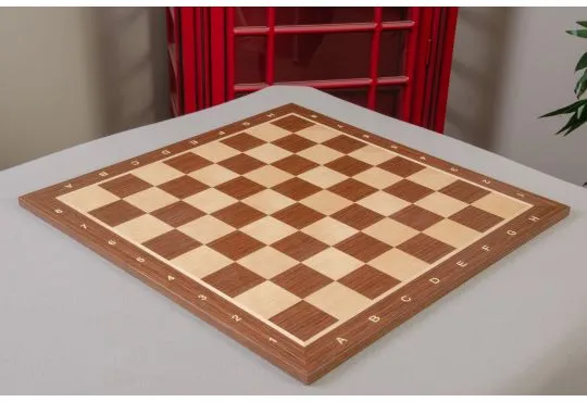 IMPERFECT - 2.25" - WALNUT - WITH NOTATION AND LOGO - Wooden Tournament Chess Board