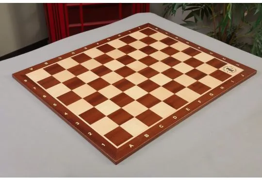 IMPERFECT - Mahogany and Maple Capablanca Edition Wooden Tournament Chess Board with Notation and Logo - 2.25" Squares